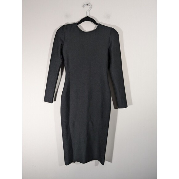 Silk and Salt Dress Women Size M Black Long Sleeve Front Zipper Bodycon Party - Picture 2 of 6